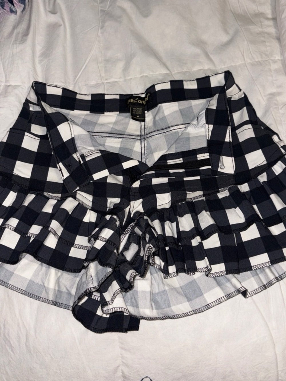 Checkered Ruffle Women's Shorts - Picture 2 of 3